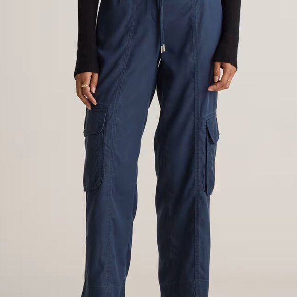 Quince Vintage Wash Tencel Drawstring Cargo Pants midnight blue women's small - Picture 5 of 5